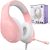 Pink Stereo Headset with Mic P’S5 Wired Gaming Headphones with Microphones Noise Canceling Headsets for X’box one P’S4 Controller Laptop PC Mac(Ship from USA)