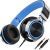 AILIHEN C8 Wired Headphones with Microphone and Volume Control Folding Lightweight Headset for Cellphones Tablets Chromebook Smartphones Laptop Computer PC Mp3/4 (Black/Blue)