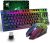 Wireless Gaming Keyboard and Mouse Combo with 87 Key Rainbow LED Backlight Rechargeable 3800mAh Battery Mechanical Feel Anti-ghosting Ergonomic Waterproof RGB Mute Mice for Computer PC Gamer (Black)