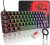 60% True Mechanical Gaming Keyboard Ultra-compact with 20 Rainbow Backlit Type C Wired Programmable 62 Keys Linear Red Switch Waterproof Non-Conflict and Gaming Mouse Pad  for PC/Laptop/PS5（Black)